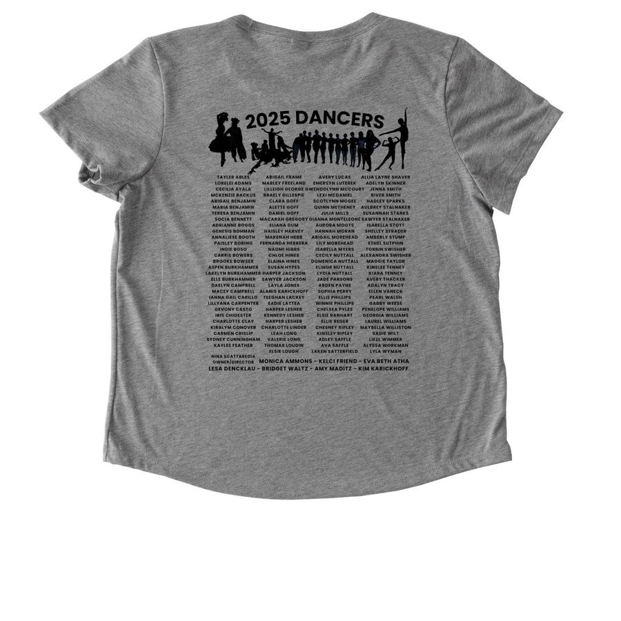 Destination Dance Celebration, a Aluminum Grey Allmade Eco Triblend Women?s Scoop Neck Tee (back-view)