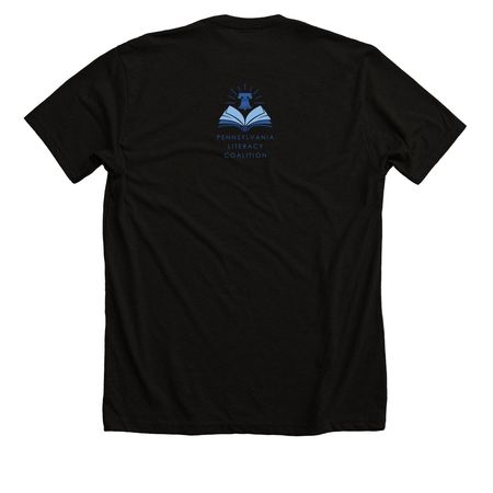 "When Kids Read" Classic T-Shirts + Sweaters, a Solid Black Blend Premium Unisex Tee (back-view)