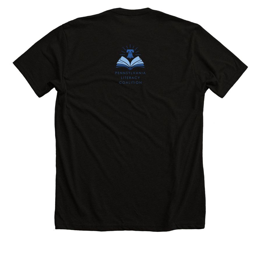 "When Kids Read" Classic T-Shirts + Sweaters, a Solid Black Blend Premium Unisex Tee (back-view)