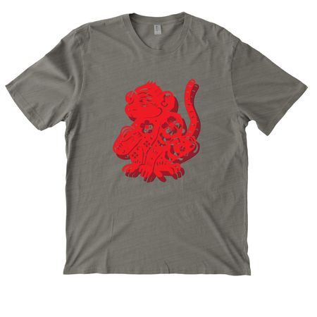 Tri-Color Lunar Zodiac Monkey, a Driftwood Grey Allmade Organic Cotton Mineral Dye Tee
