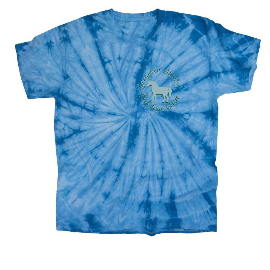 Corner and back design, a Baby Blue Classic Tie Dye Tee