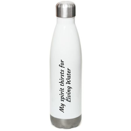 Jesus Cross Stainless Steel Water Bottle, a White Stainless Steel Water Bottle (back-view)
