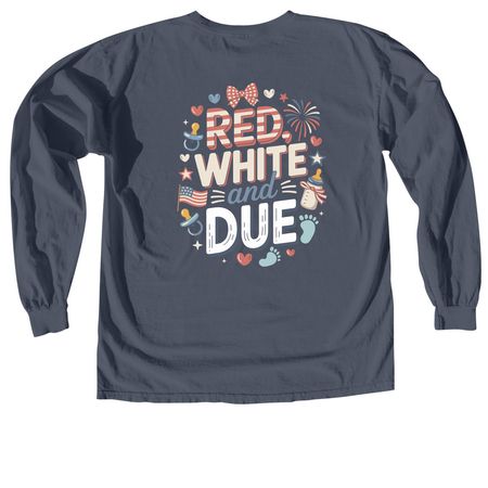 Red, white & due additional, a Denim Comfort Colors Long Sleeve Tee (back-view)