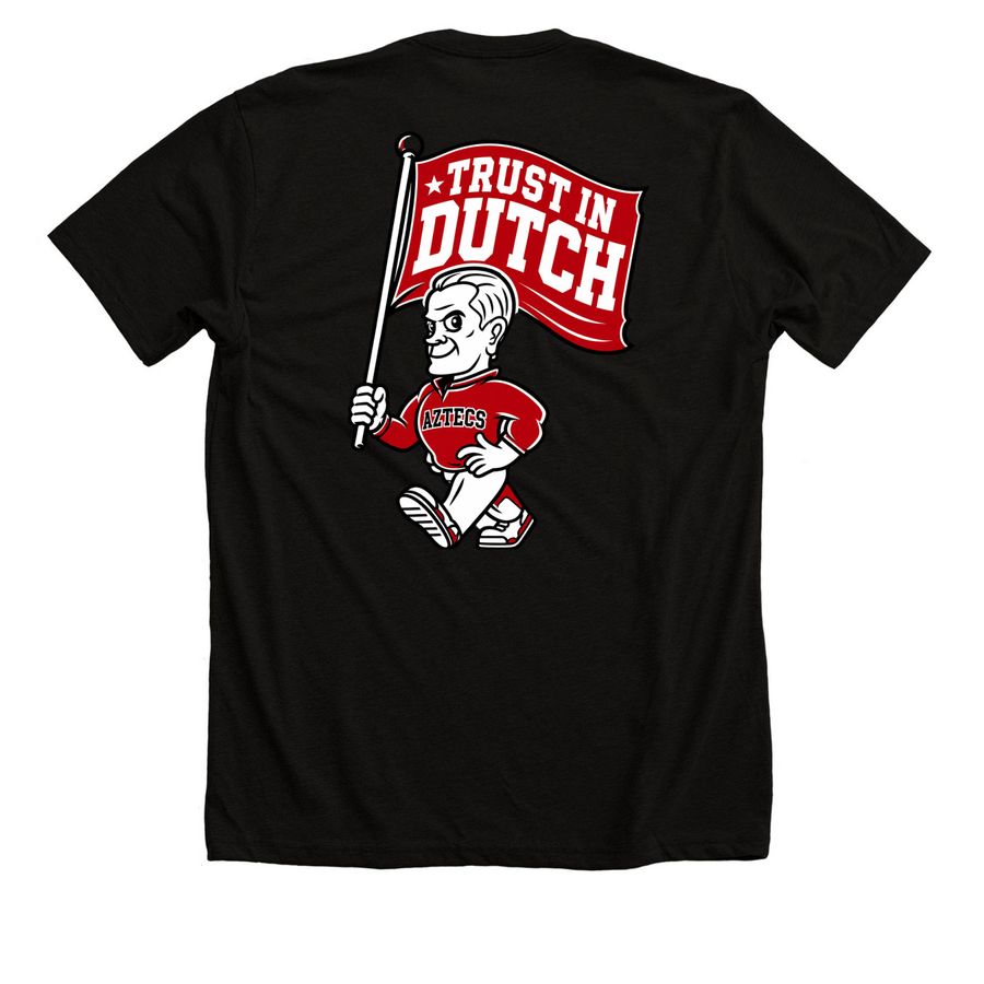Trust in Dutch, a Solid Black Blend Premium Unisex Tee (back-view)
