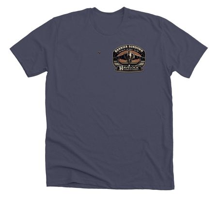 Official Hardier Sundown &nbsp;T Shirt, a Heather Midnight Navy Premium Unisex Tee