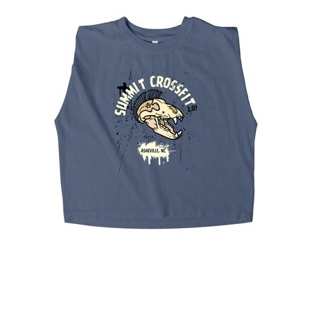 Mohawk Bear, a Faded Navy Women's Heavyweight Garment Dye Muscle Tee