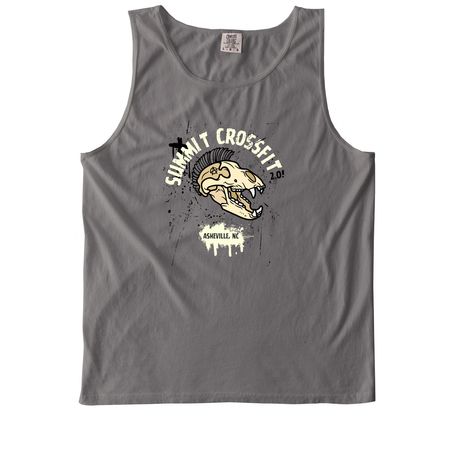 Mohawk Bear, a Grey Comfort Colors Tank Top