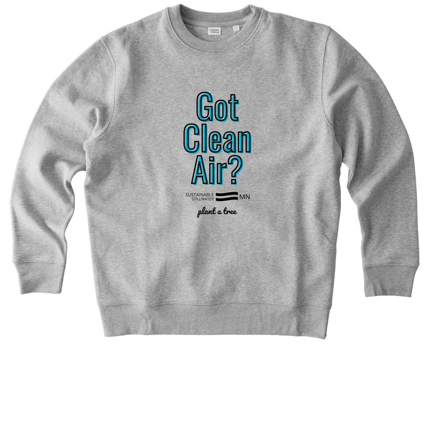 Got Clean Air - Long Sleeves, a Heather Grey Stanley/Stella Unisex Changer 2.0 Crewneck Sweatshirt