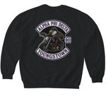Alpha PhI Delta MC, a Black Softstyle Crewneck Sweatshirt (back-view)