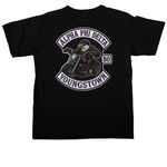 Alpha PhI Delta MC, a Black Comfort Colors Unisex Tee (back-view)