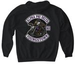 Alpha PhI Delta MC, a Black Gildan Softstyle Pullover Hoodie (back-view)