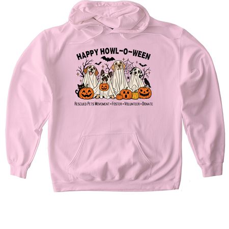 Happy Howl-O-Ween, a Light Pink Gildan Softstyle Pullover Hoodie
