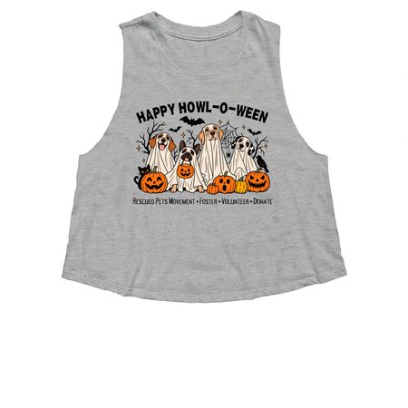 Happy Howl-O-Ween, a Athletic Heather Women's Cropped Racerback Tank