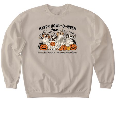 Happy Howl-O-Ween, a Sand Softstyle Crewneck Sweatshirt