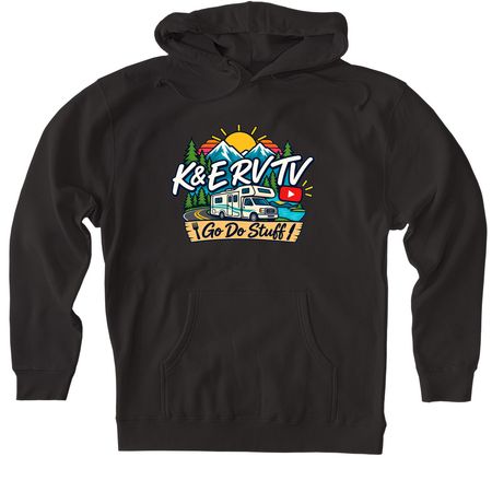 Go Do Stuff, a Black Heavyweight Pullover Hoodie
