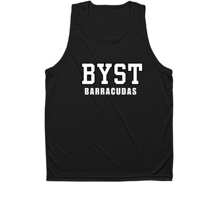 White BYST Logo Performance&nbsp;, a Black Unisex Performance Tank