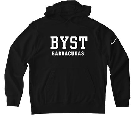 White BYST Logo Performance&nbsp;, a Black Nike Club Fleece Pullover Hoodie