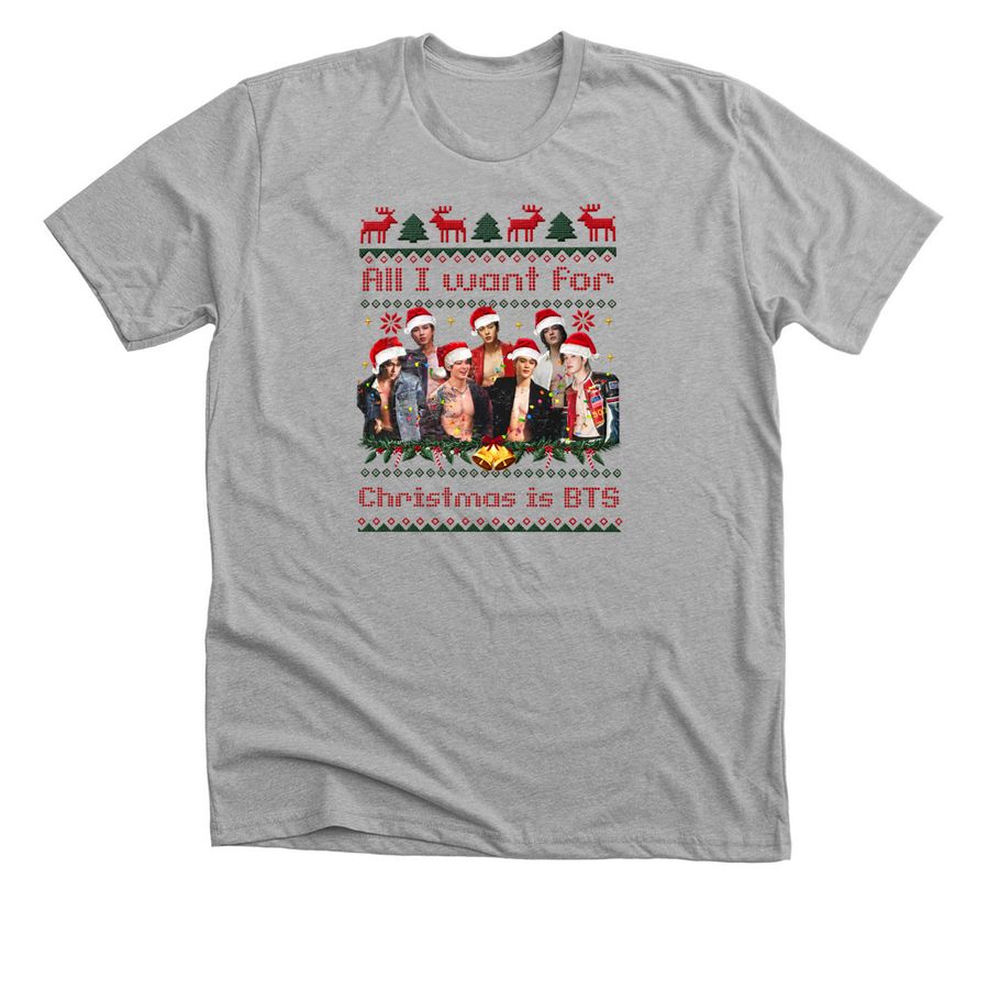 All I Want for Christmas Is Bts Bangtan Shirt, a Athletic Heather Premium Unisex Tee