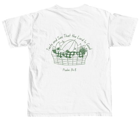 Taste and See, a White Comfort Colors Unisex Tee (back-view)