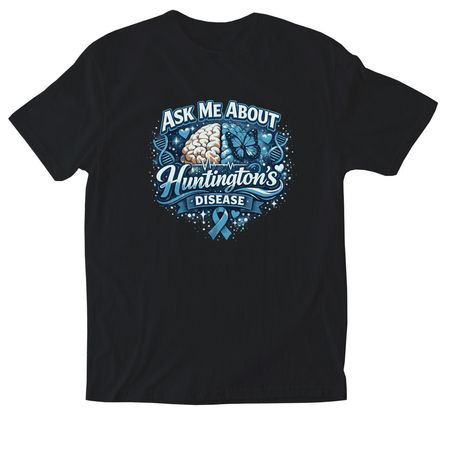 Ask Me About HD Tee, a Black Softstyle Cotton Tee