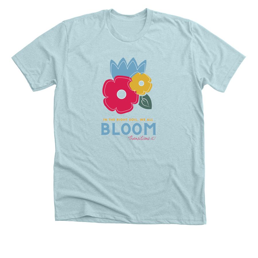 Bloom Transitions, a Heather Ice Blue Premium Unisex Tee