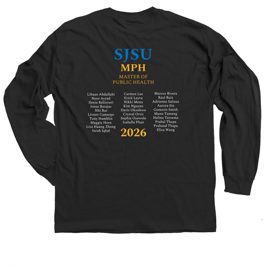 2026 SJSU Public Health Online Cohort, a Black Classic Long Sleeve Tee (back-view)