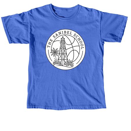 Sanibel School Basketball, a Flo Blue Comfort Colors Unisex Tee