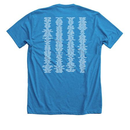 EVERY WORD WE SAY IS A VICTORY WITHIN ITSELF!, a Neon Blue Premium Unisex Tee (back-view)