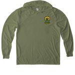 Kairos Cut-Ups // End Human Trafficking Line, a Olive You Green Allmade Eco Triblend Hoodie Tee (back-view)