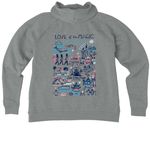 LOTMV Summit, a Aluminum Grey Heather Allmade Women?s Organic CVC Zip-Up Hoodie (back-view)