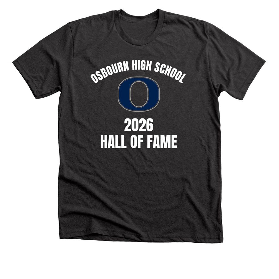 2026 Osbourn Hall of Fame, a Dark Grey Heather Premium Unisex Tee