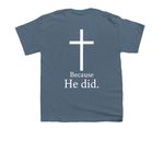 Jesus died for them Unisex T-shirt, a Indigo Youth Unisex Tee (back-view)