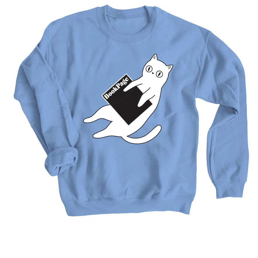 White Cat Reads - Crewneck Sweatshirt, a Carolina Blue Crewneck Sweatshirt