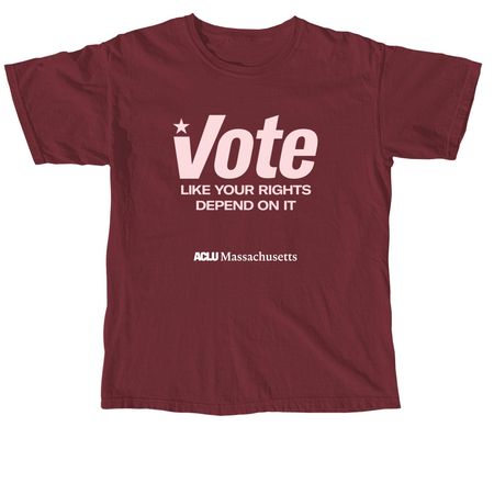 ACLUM Maroon Voting Rights T-Shirt, a Brick Comfort Colors Unisex Tee