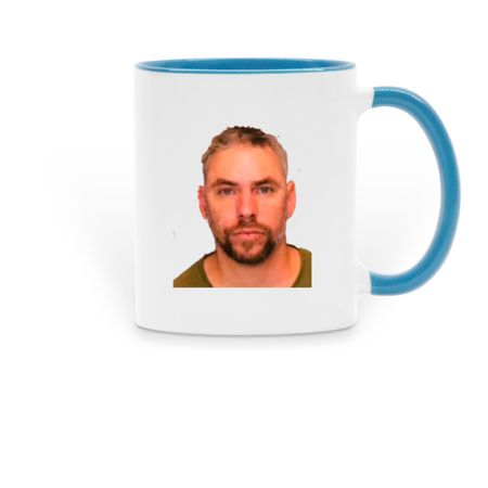 The Glarer Mugshot, a Light Blue Two-Tone Ceramic Mug