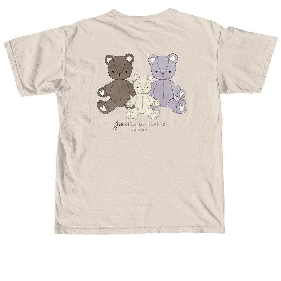 Jett's Healing Hearts Bear Logo, a Ivory Comfort Colors Unisex Tee (back-view)