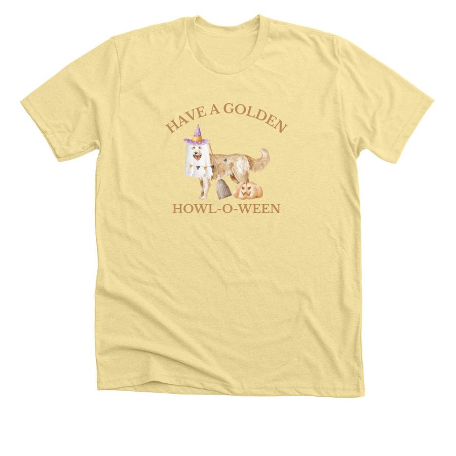 Golden Howl-O-Ween, a Heather French Vanilla Premium Unisex Tee