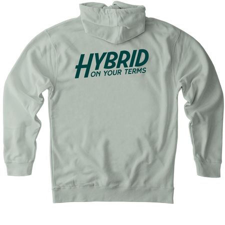 TLM ORIGINAL LOGO, a Dusty Sage Heavyweight Pullover Hoodie (back-view)