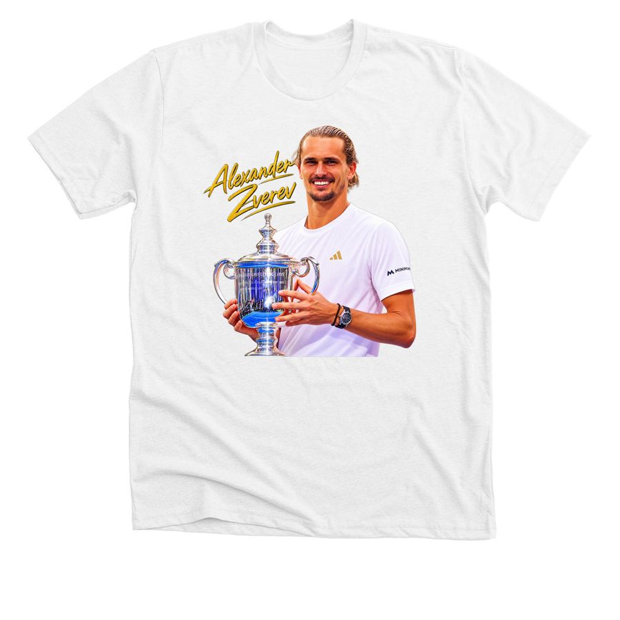 Alexander Zverev Us Open Champion 2026 trophy, a Solid White Blend Premium Unisex Tee