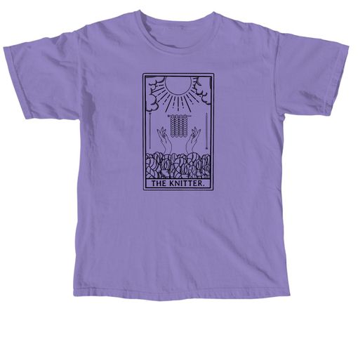 The Knitter Tarot Outline Violet Comfort Colors Tee