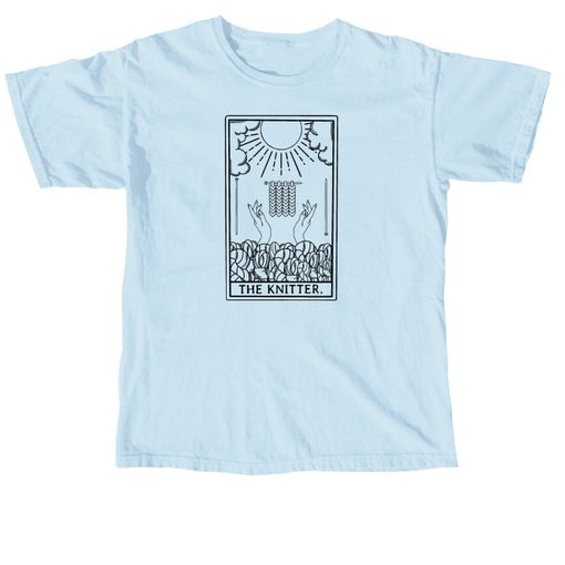 The Knitter Tarot Outline Chambray Comfort Colors Tee