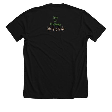 Love & Prosperity, a Solid Black Blend Premium Unisex Tee (back-view)