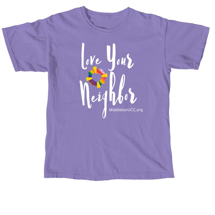 "Love Your Neighbor" Tee, a Violet Comfort Colors Unisex Tee