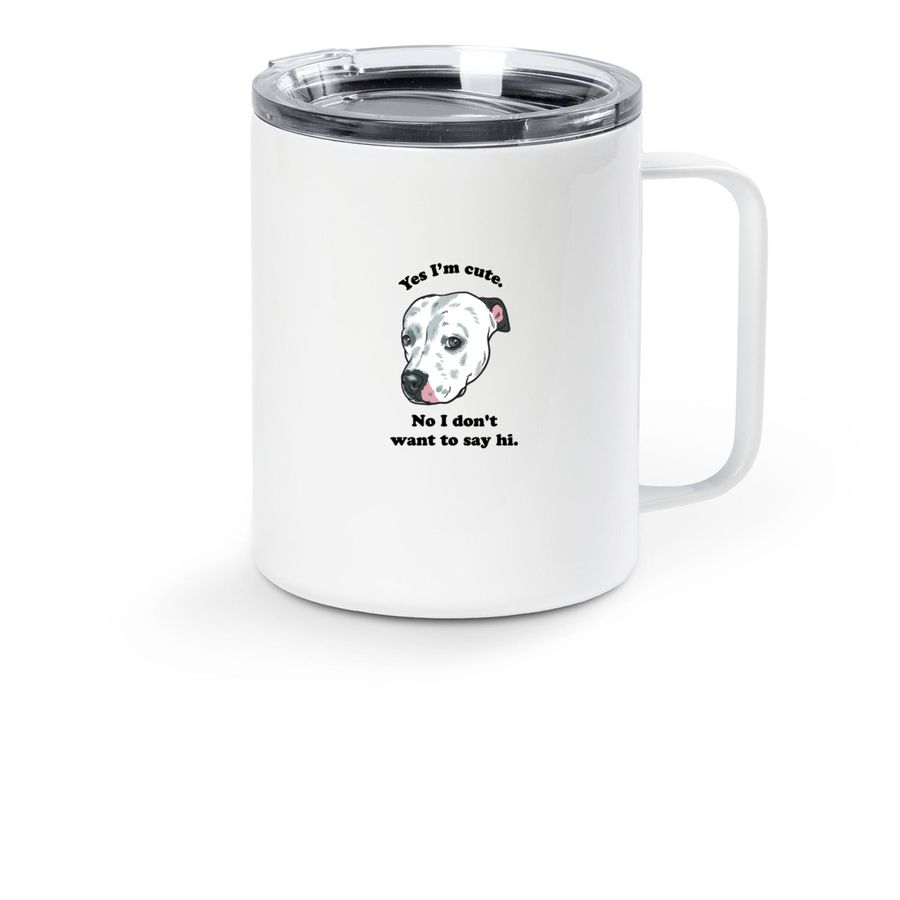 "Yes I'm Cute" Travel Mug, a White Stainless Steel Travel Mug