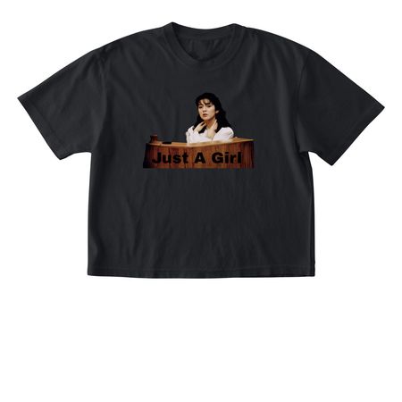 She's Just A Girl, a Black Comfort Colors Boxy Tee