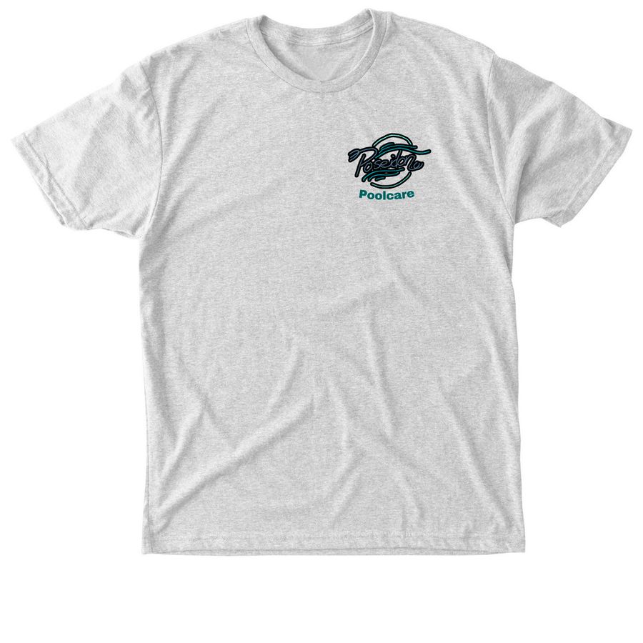 Poseidon Poolcare Branding, a Heather White Triblend Unisex Tee