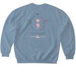 Girls? Brains Matter Too: Her Silent War, a Stone Blue Softstyle Crewneck Sweatshirt (back-view)