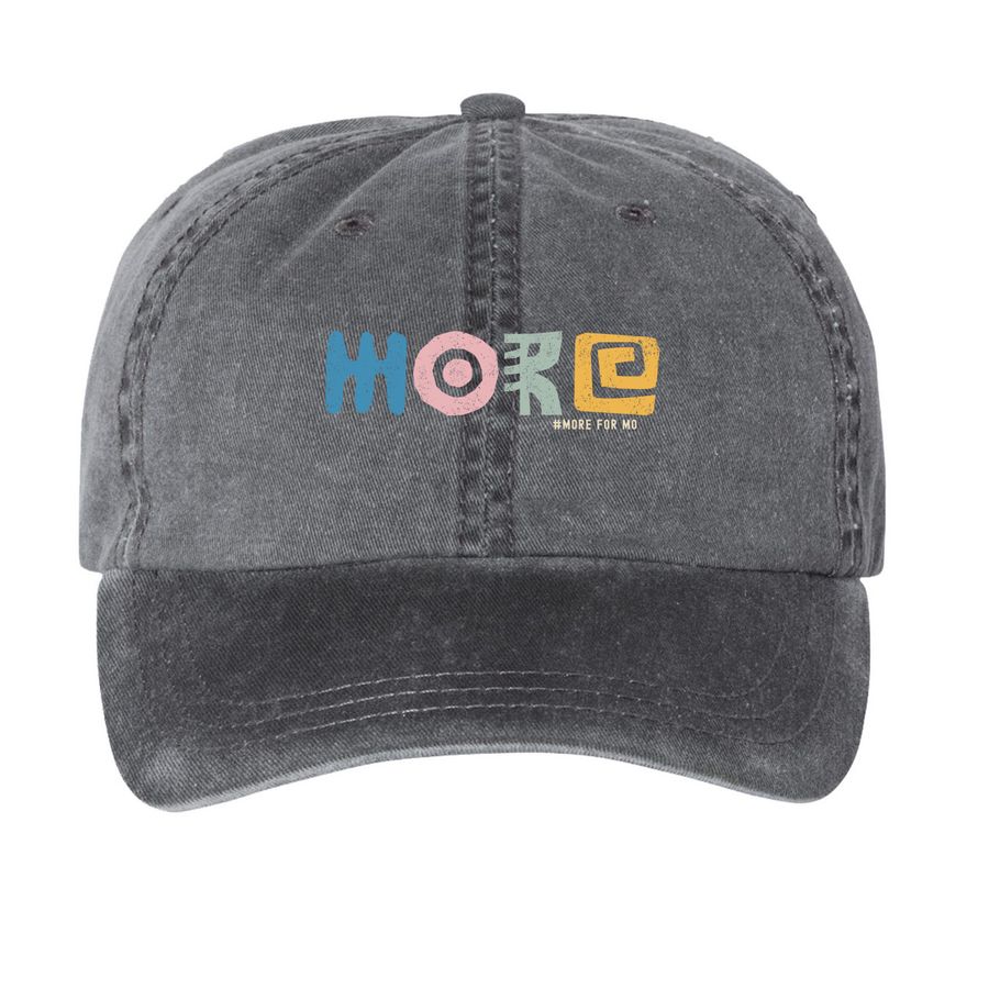 More for Mo, a Black Printed Pigment Dye Baseball Cap