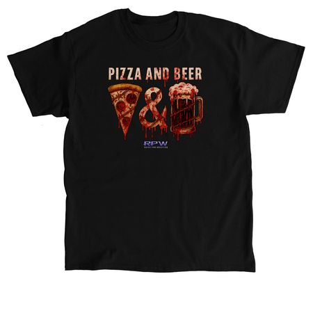 PIZZA AND BEER HALLOWEEN T-SHIRT, a Black Classic Unisex Tee