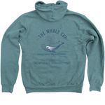 The Whale Cup, a Heather Deep Teal Zip Up Hoodie (back-view)
